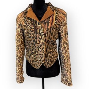 Vintage 1980s Villa Factory Cheetah Tiger Print Blazer Jacket
